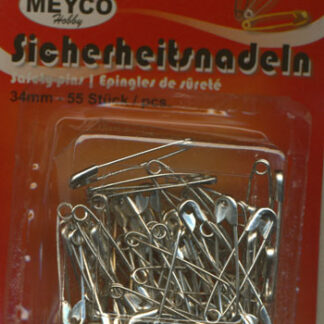 Sølv sikkerhedsnål 34mm 55 stk
