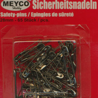 Sort sikkerhedsnål 28mm 65 stk