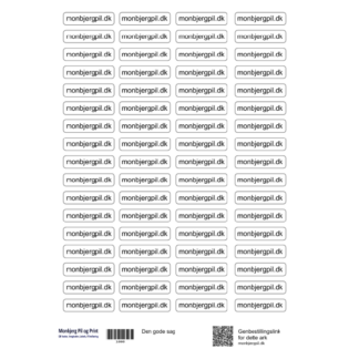 Labels med 1 tekst linje, 68 stk. A4 hvidt papir 2 Cm. 0,44 kr. pr. label