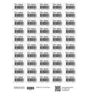 EAN13 Stregkoder, Fil indlæsning, 50 stk. A4 hvidt papir 3,8 x 2,1 Cm. 0,40 kr. pr. label